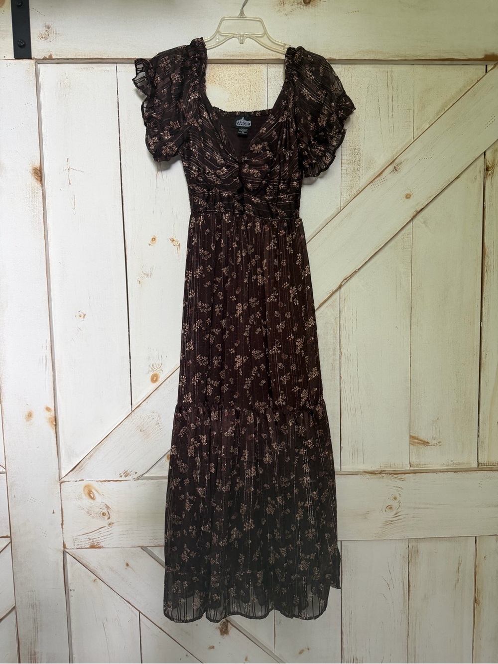 Angie Brown Floral Twist-Front Maxi Dress - Picture 2 of 9